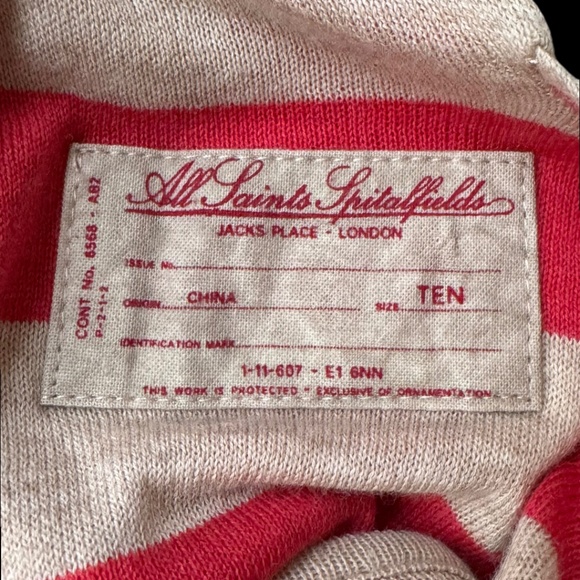 AllSaints Spitalfields Stripe Manila Dress – Size 10 UK – 100% Cotton - Picture 7 of 7